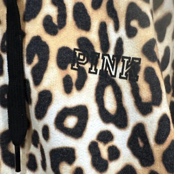 PINK Victoria's Secret Leopard Full Zip Hoodie And Joggers Size Large - Picture 3 of 6